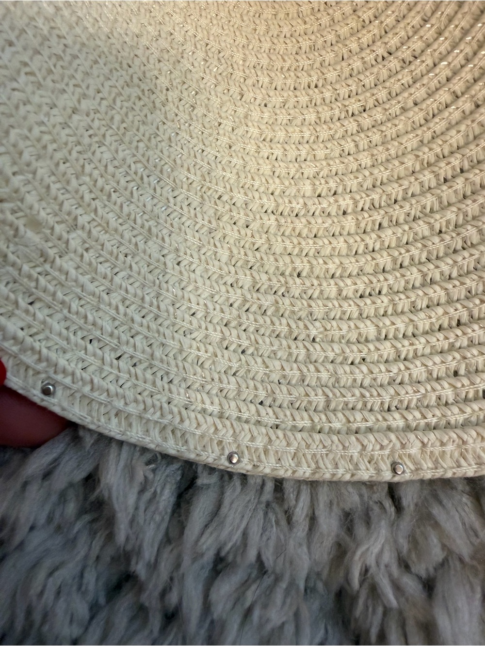 High quality Pearl-Embellished Straw Visor Hat - Cream - Picture 6 of 8